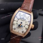 Replica Franck Muller Cintree Curvex Day & Night Watch Diamond Case White Face